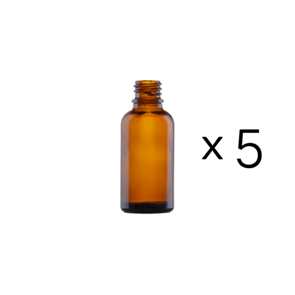 Glassflaske 30ml, amber. 5-pakning.
