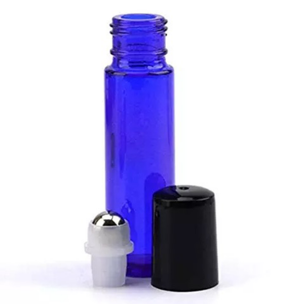 Glassflaske med roll-on. Blå.