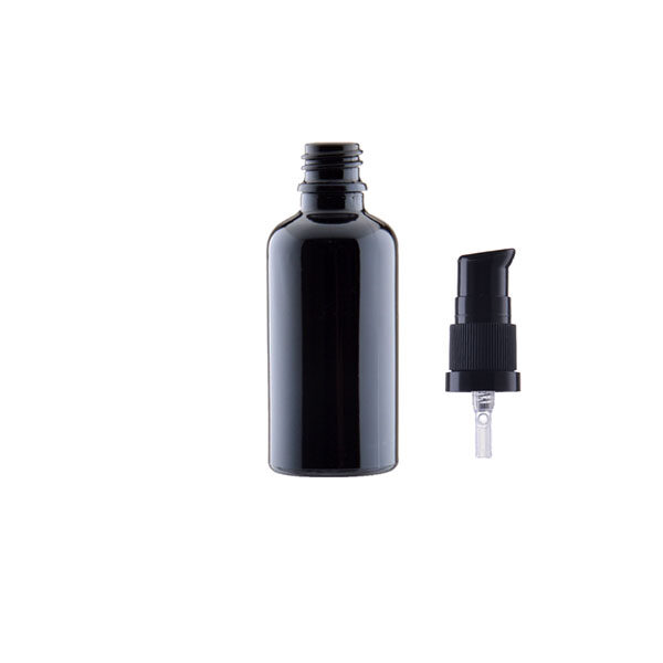 Glassflaske-svart-50ml med pumpeinnsats